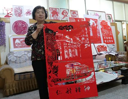 河北平乡：红色剪纸颂党恩